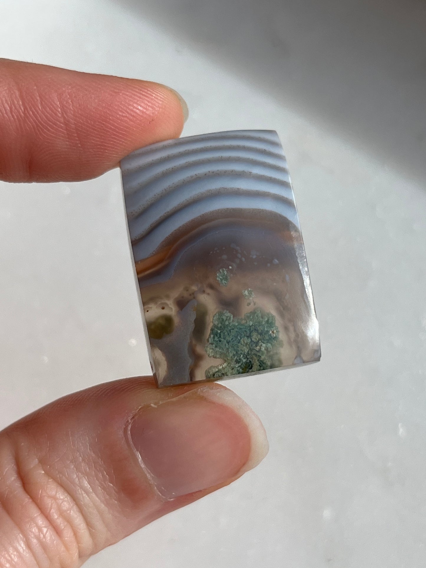 Ágata Danau con Cabujón Rectángulo de Musgo Verde (Tú eliges)