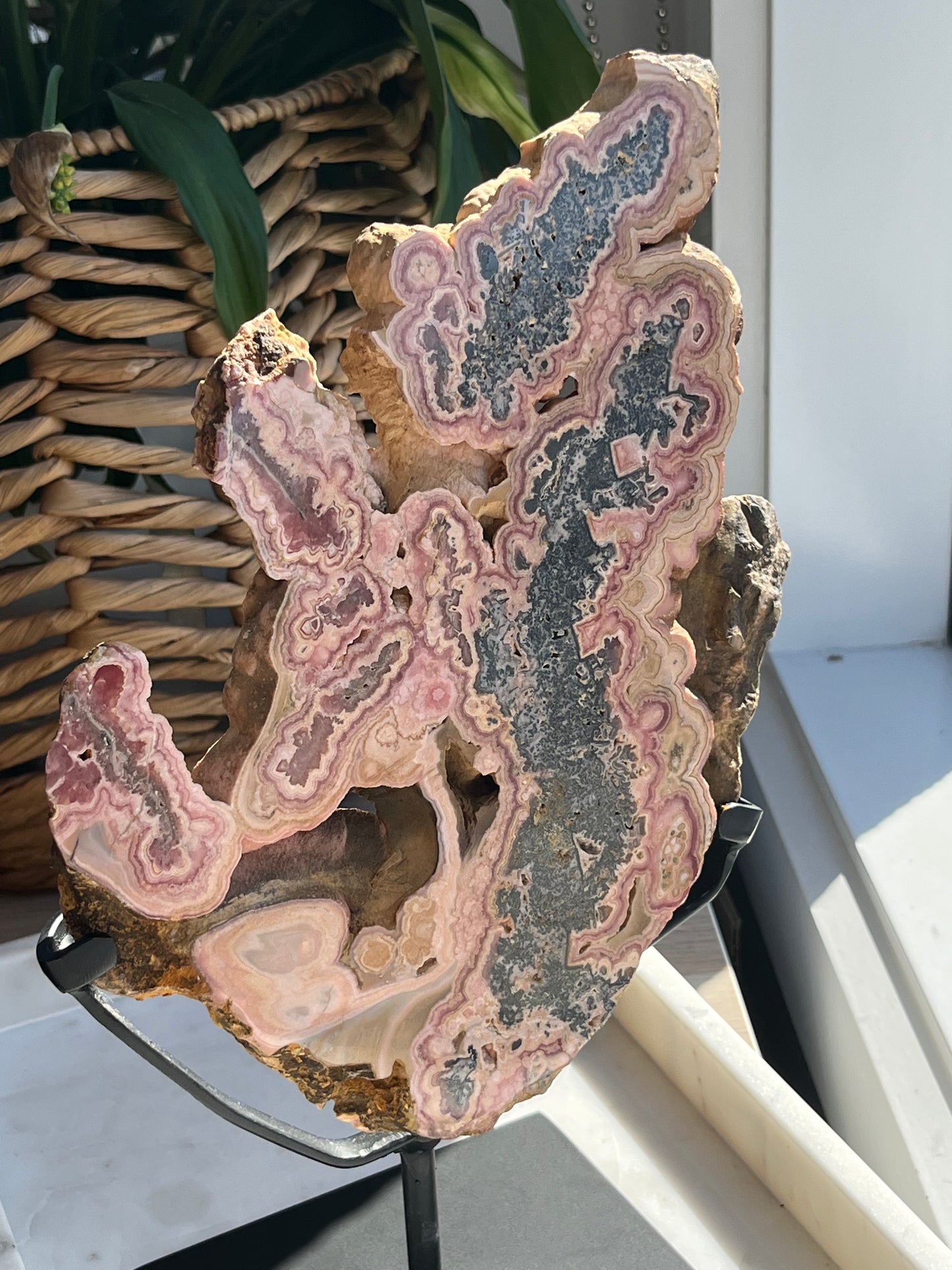 ‘Julienne’ Rhodochrosite Slab on Stand #2