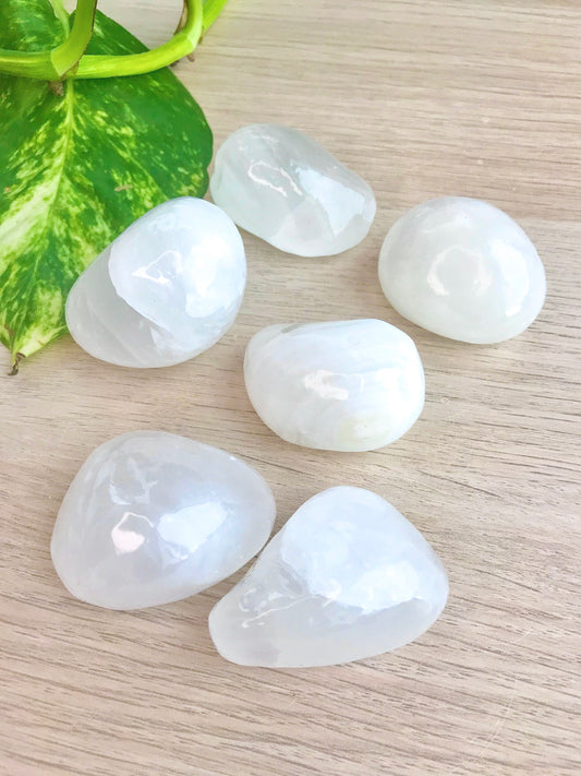 Brazilian White Calcite Palmstone (Perfectly Imperfect)