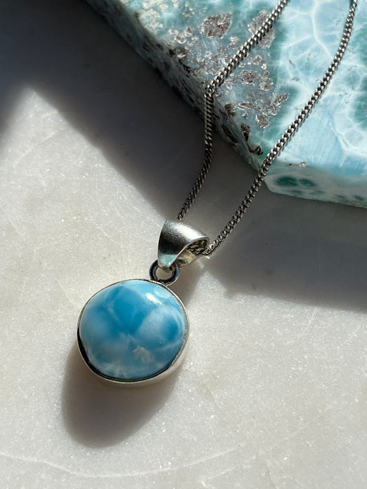 Colgante de plata de ley Larimar de grado A+ 'Paz' #6