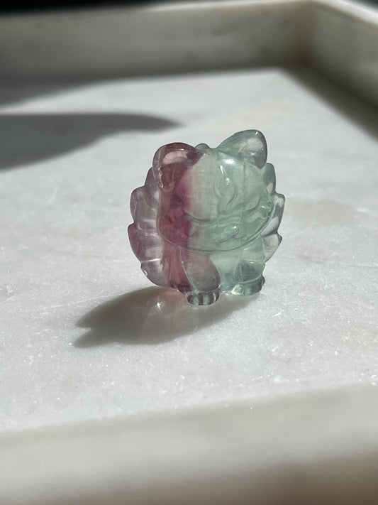 Rainbow Fluorite Nine Tail Fox Carving