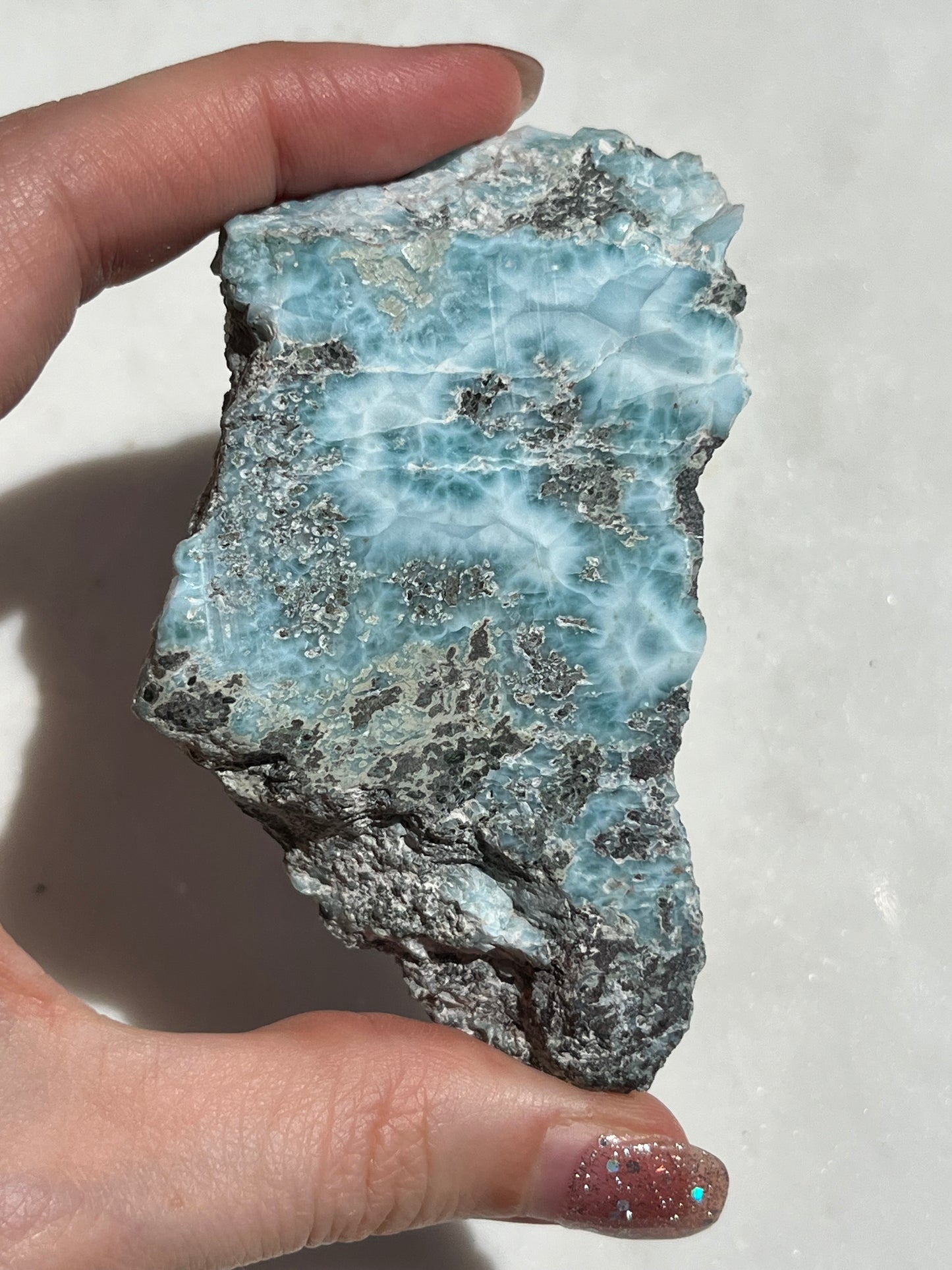 Larimar Semi Polished Slab w/Raw Edge #5