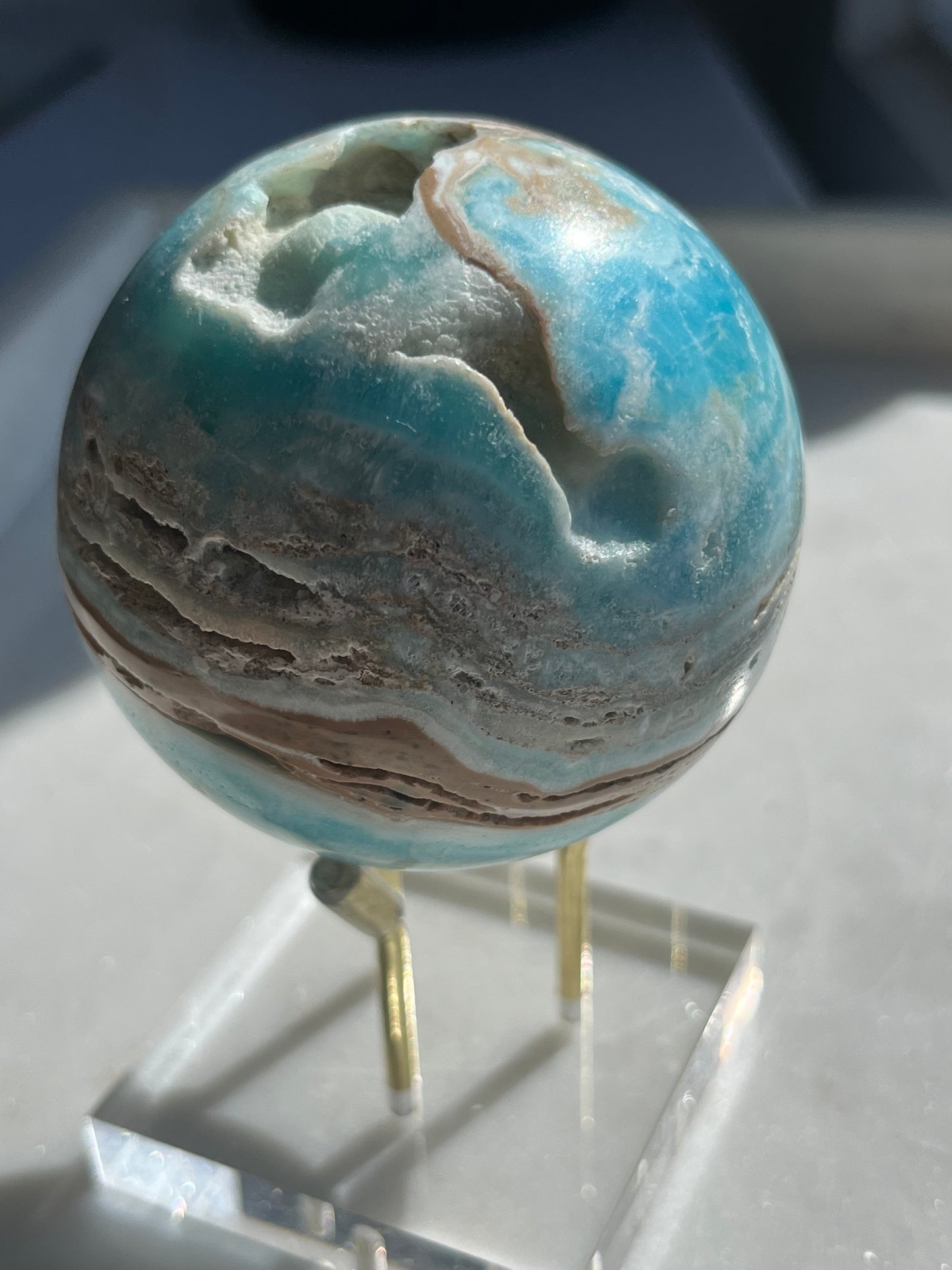 Polished Blue Aragonite Sphere #B