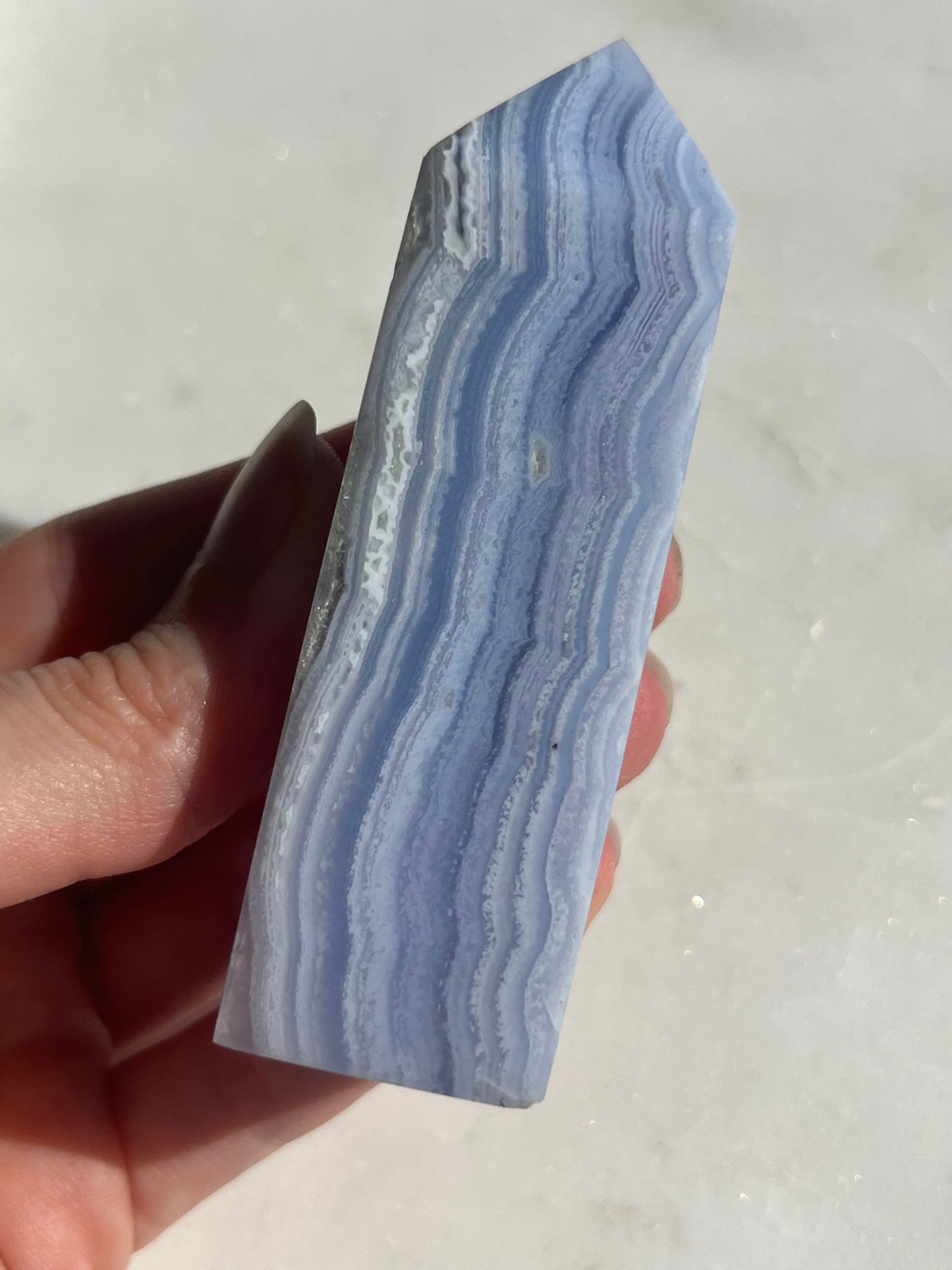 A Grade Blue Lace Agate Tower w/ White Dendritic Inclusions #1