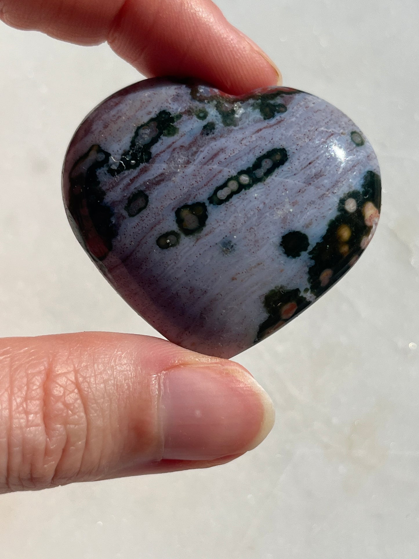 Orbicular Jasper Heart Carving (You Choose)