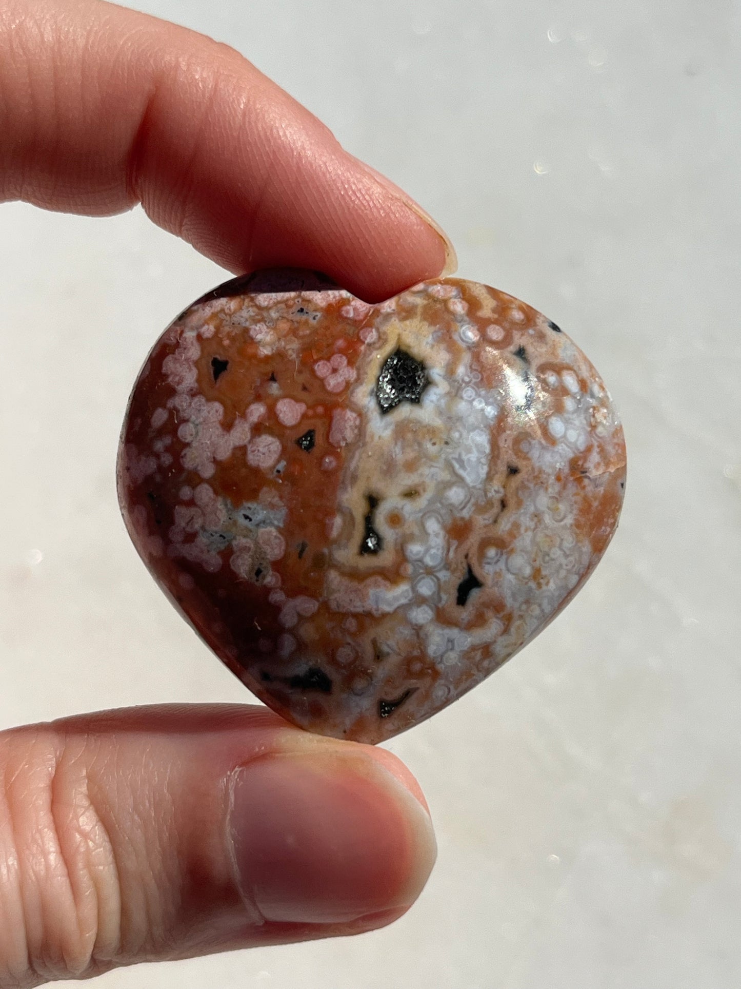 Orbicular Jasper Heart Carving (You Choose)