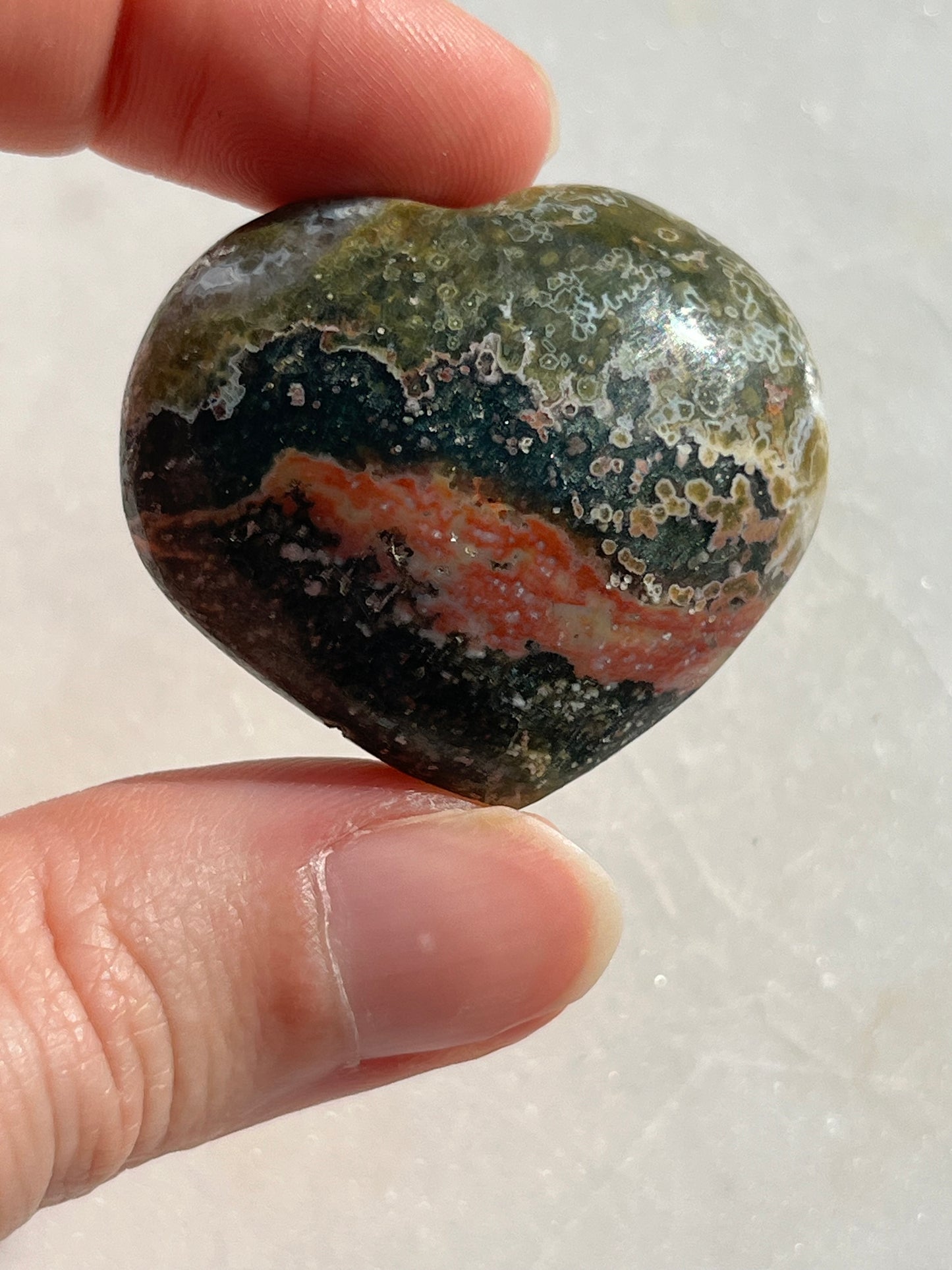 Orbicular Jasper Heart Carving (You Choose)