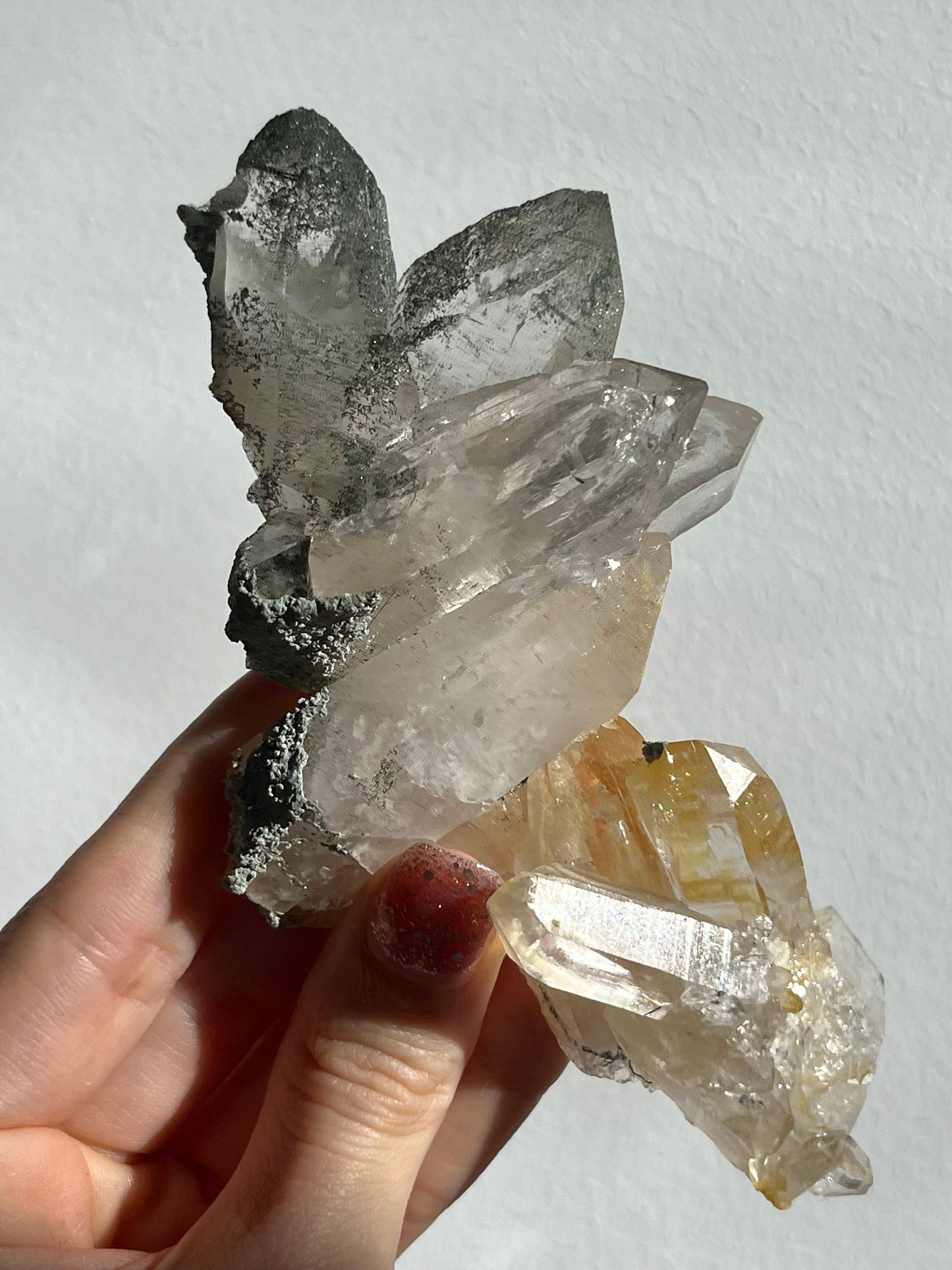 Chlorite Himalayan Quartz Cluster w/Golden Healer, Rutile & Sparkly Anatase Inclusions #7