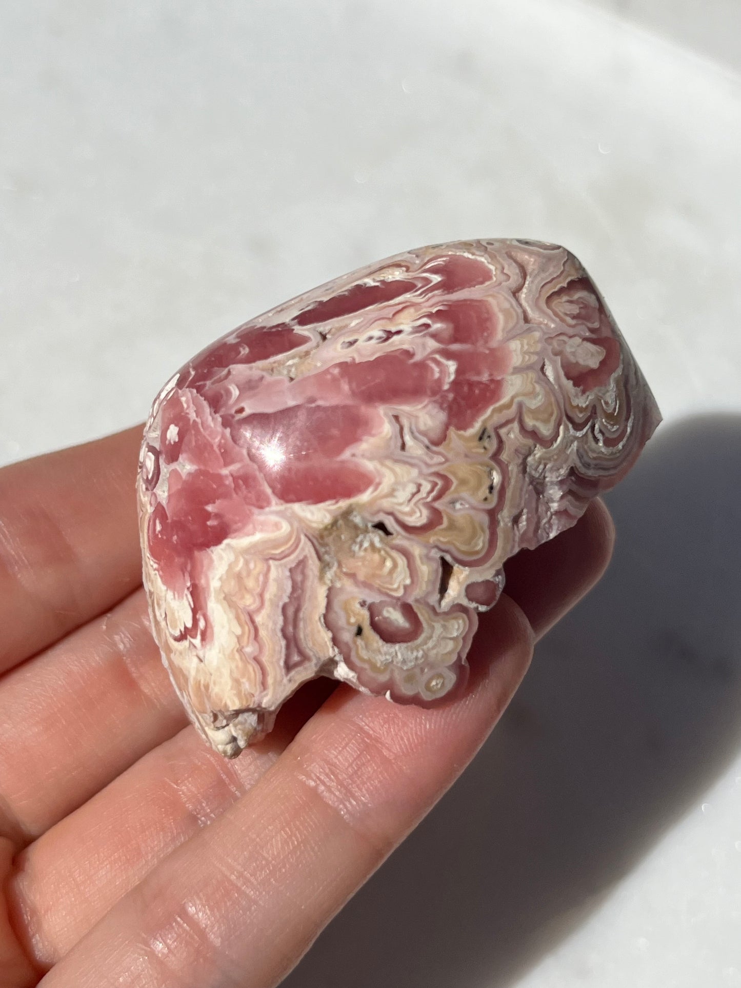 Half Polished Botryoidal Rhodochrosite Freeform