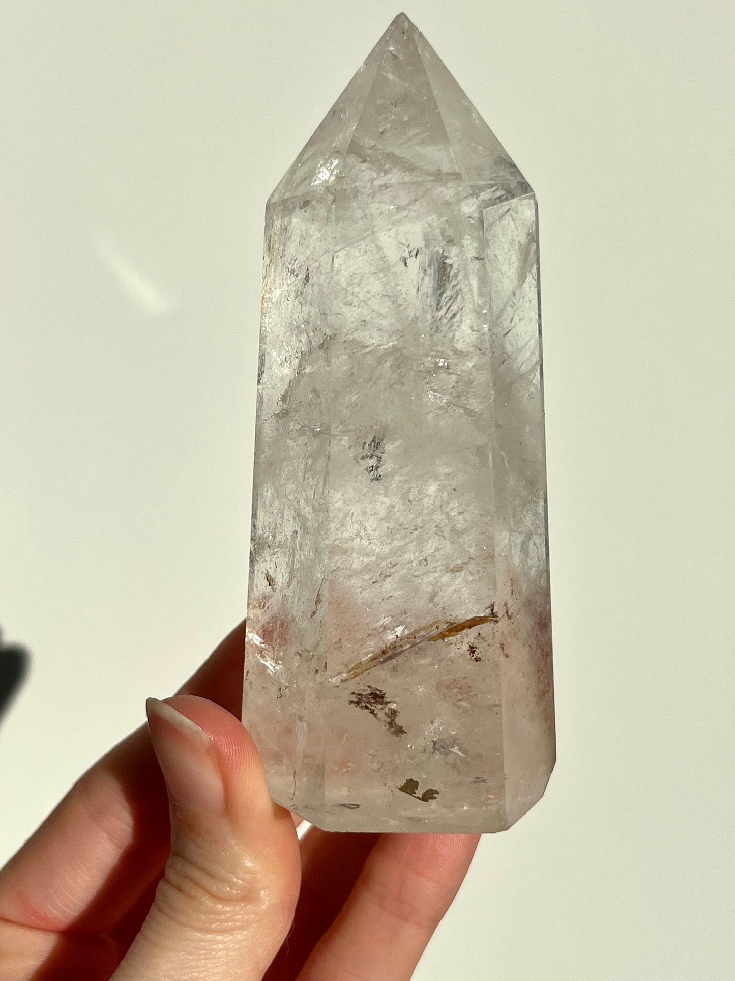 Madagascan Clear Quartz Tower w/Hematoid & Dendritic Inclusions (Chipped Tip)