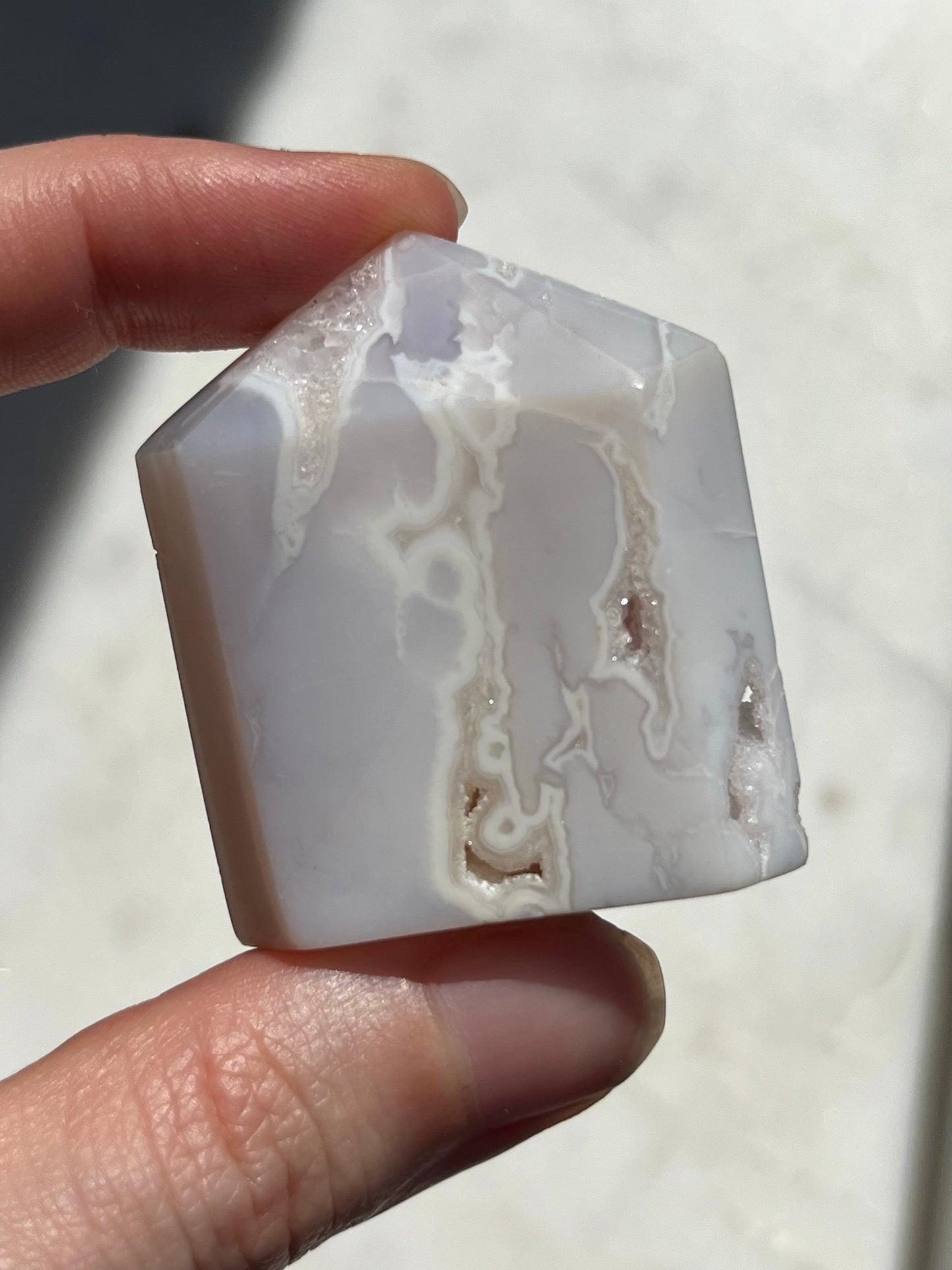 Druzy White Plume Agate Chunky Tower (tú eliges)
