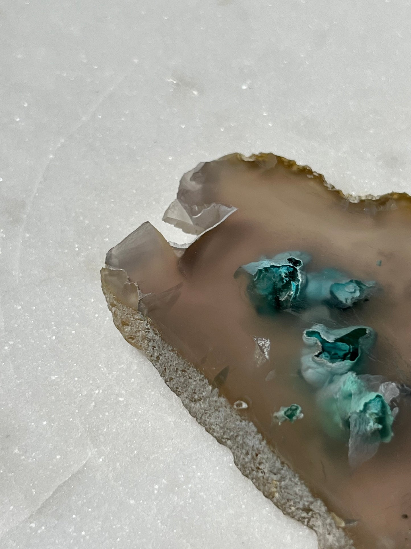 Chrysocolla in Chalcedony Slice w/Dendritic Inclusions