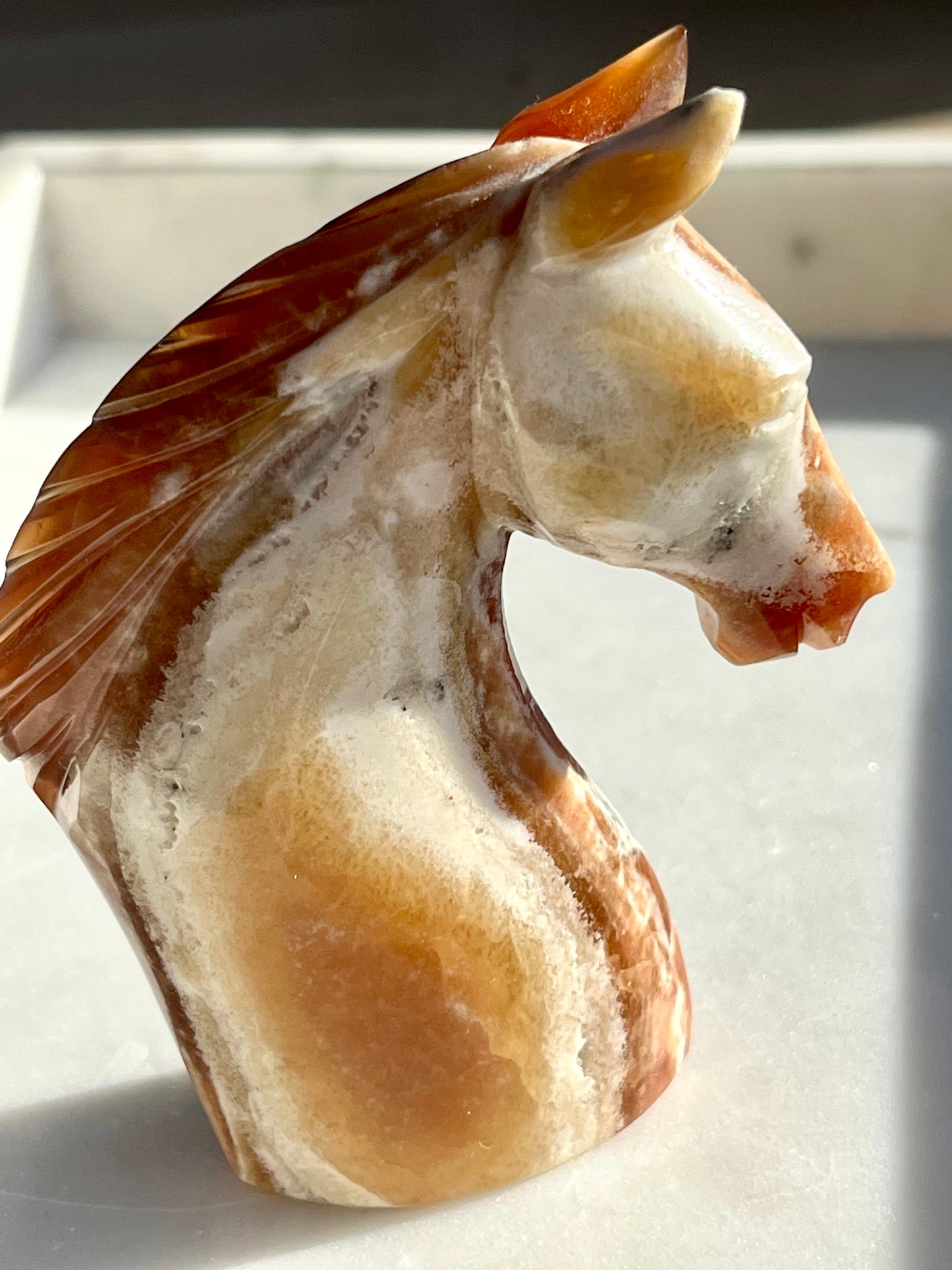 Argentinian Honey Brown Calcite Horse Carving