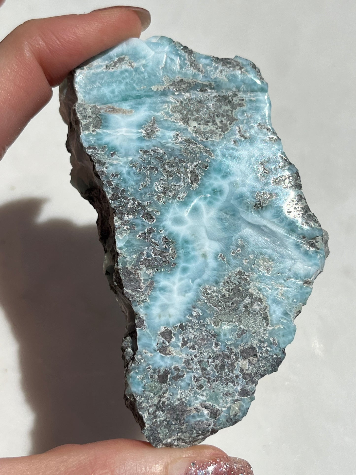 Larimar Semi Polished Slab w/Raw Edge #5