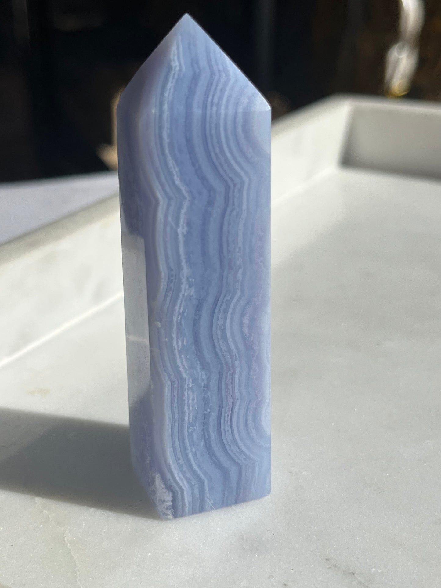 A Grade Blue Lace Agate Tower w/ White Dendritic Inclusions #3