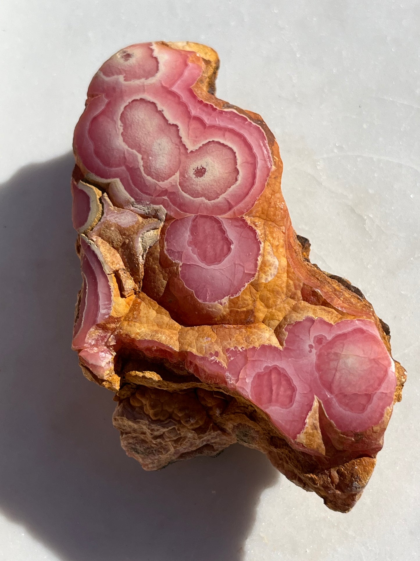 ‘Titania’ Rhodochrosite Freeform with Iron Included Matrix #8