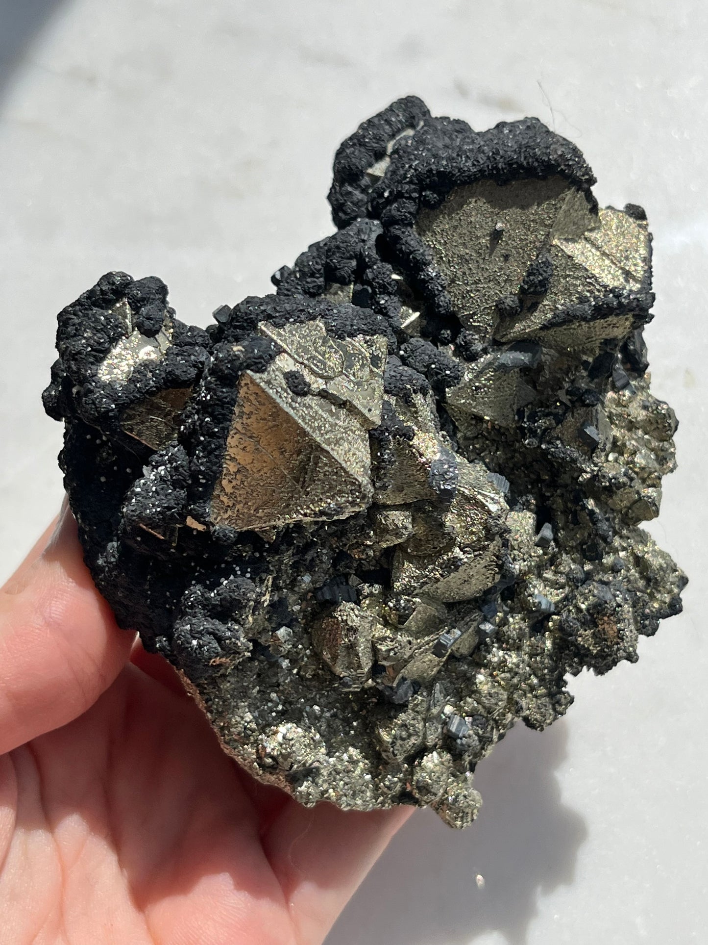 A Grade Octahedral Pyrite Cluster w/Quartz & Sphalerite #3