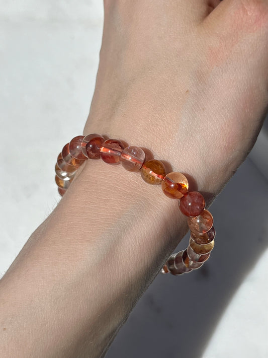 Fire Quartz x Golden Healer 6mm Bead Bracelet