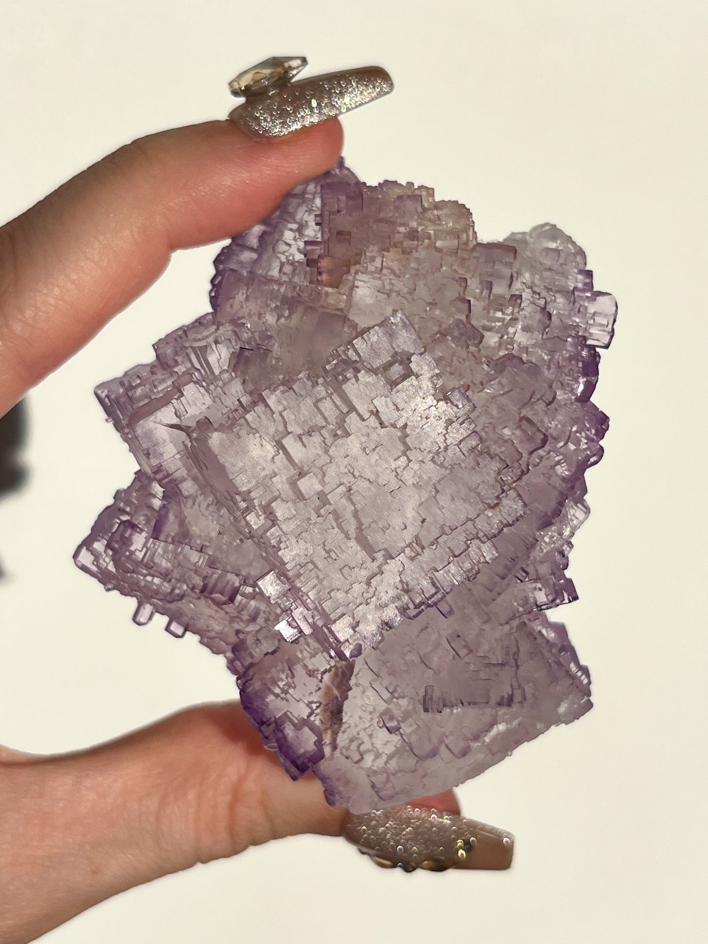 Stepped Purple Fluorite with Calcite