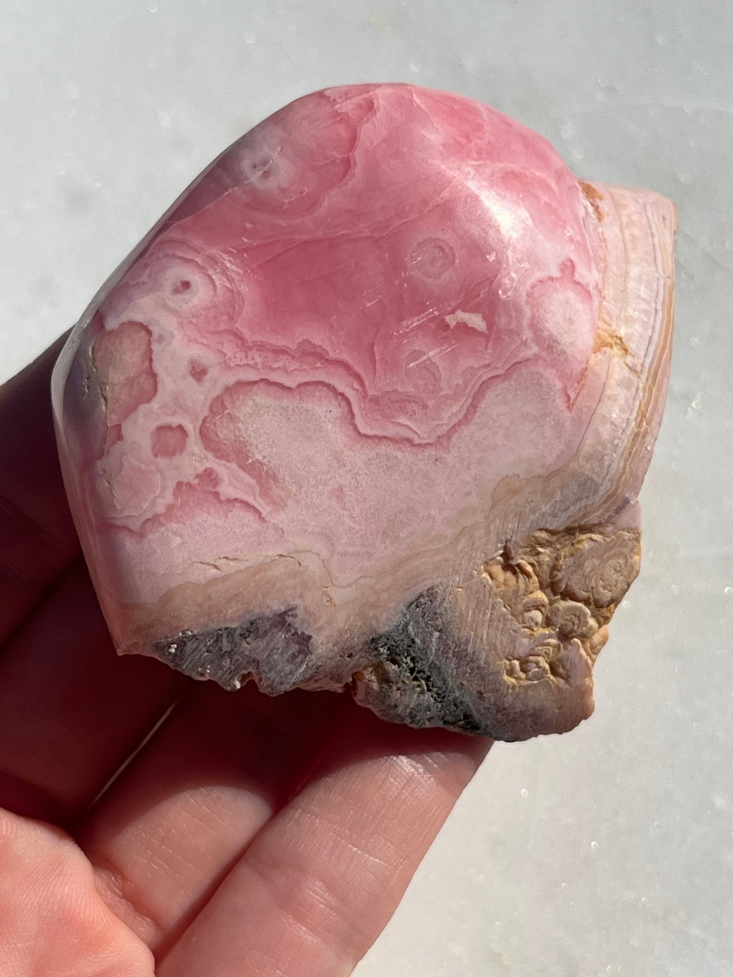 ‘Pastello’ Semi Polished Pink Rhodochrosite Freeform #2