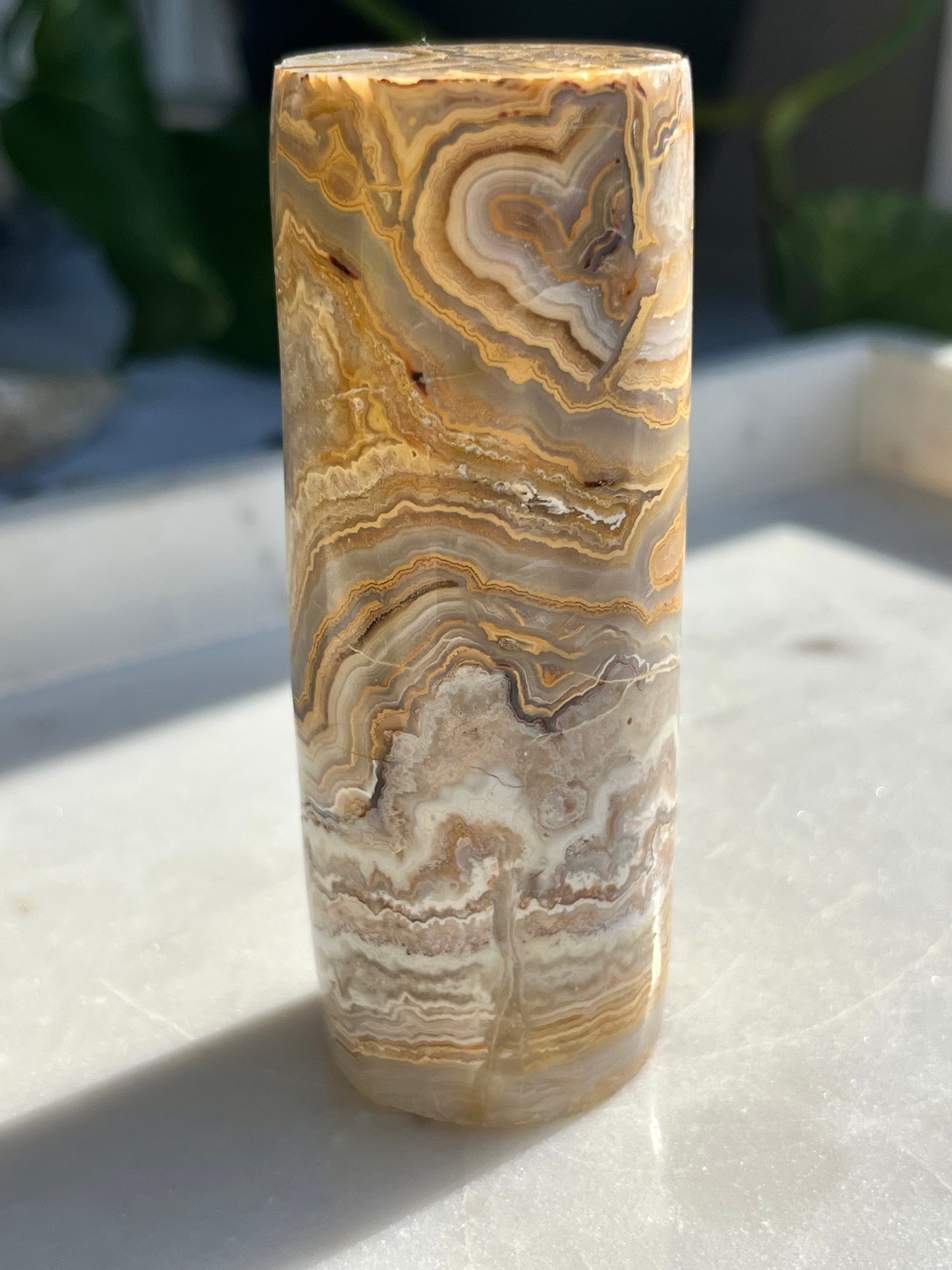Indonesian Golden Crazy Lace Agate Cylinder Core #2