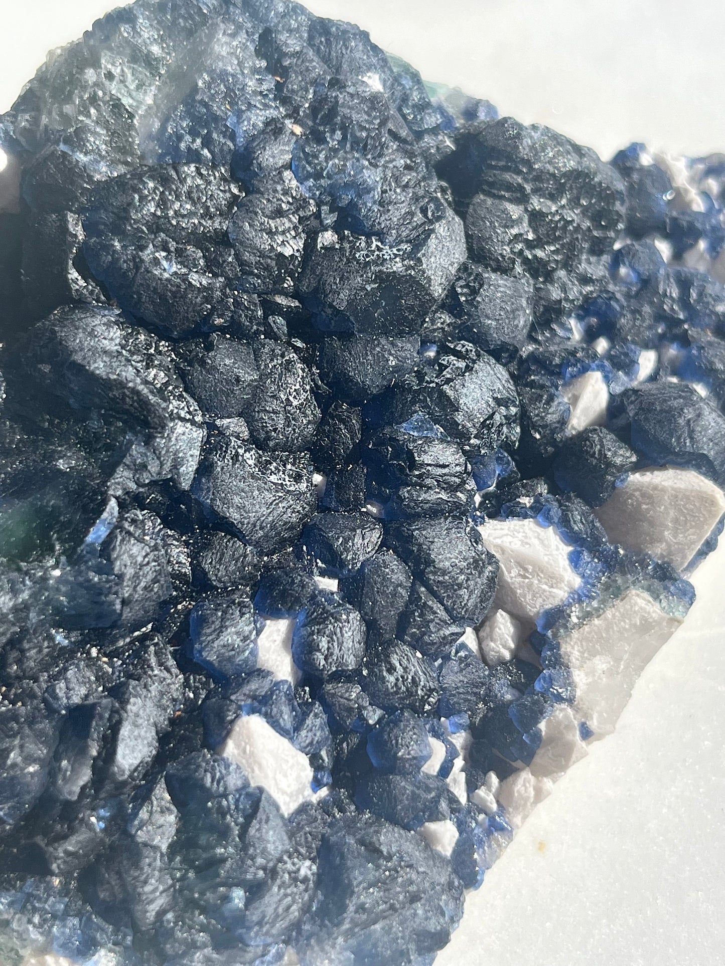 Blueberry Fluorite Specimen w/Candle Quartz #2