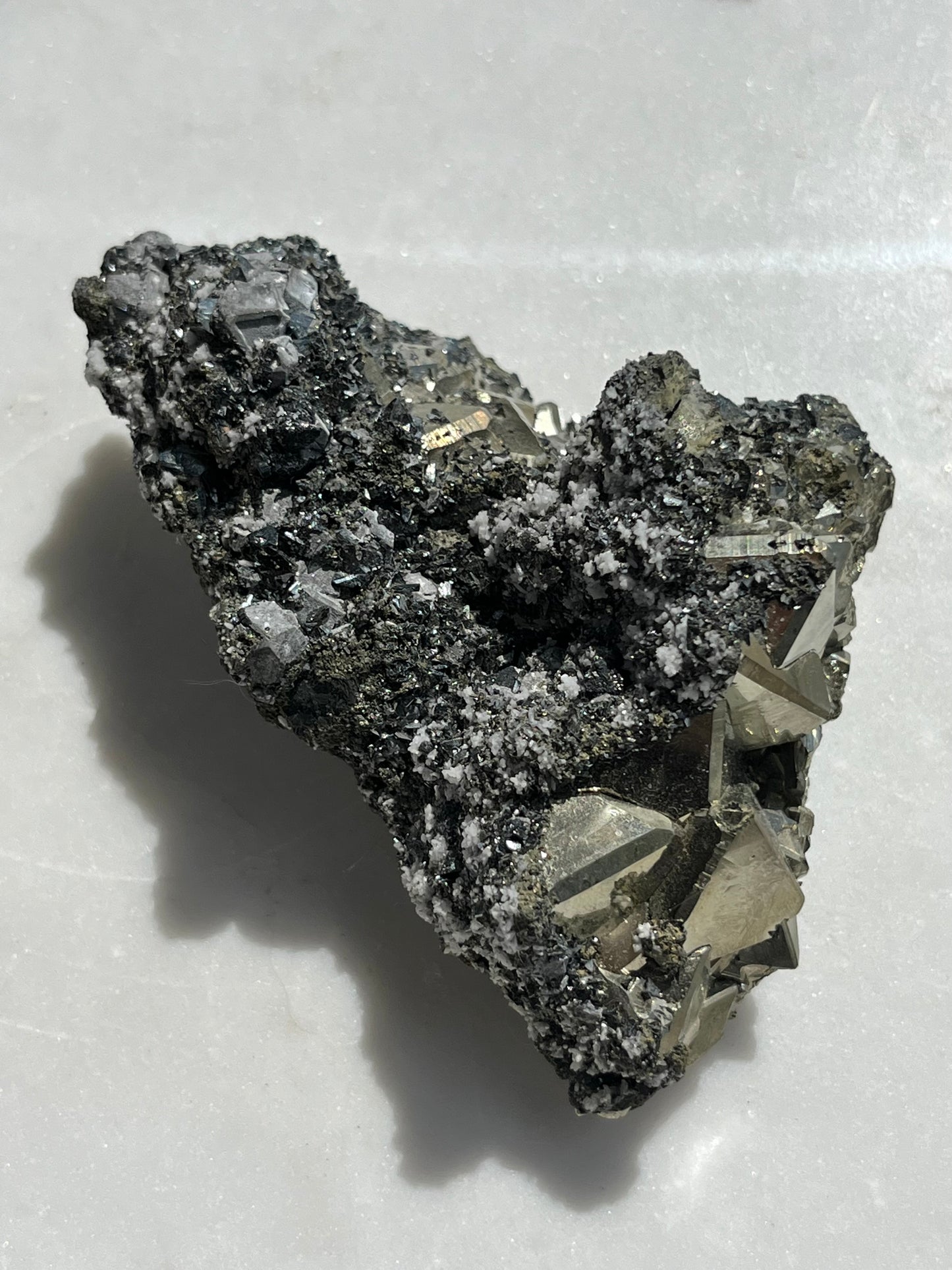 A Grade Octahedral Pyrite Cluster w/Quartz & Sphalerite #4