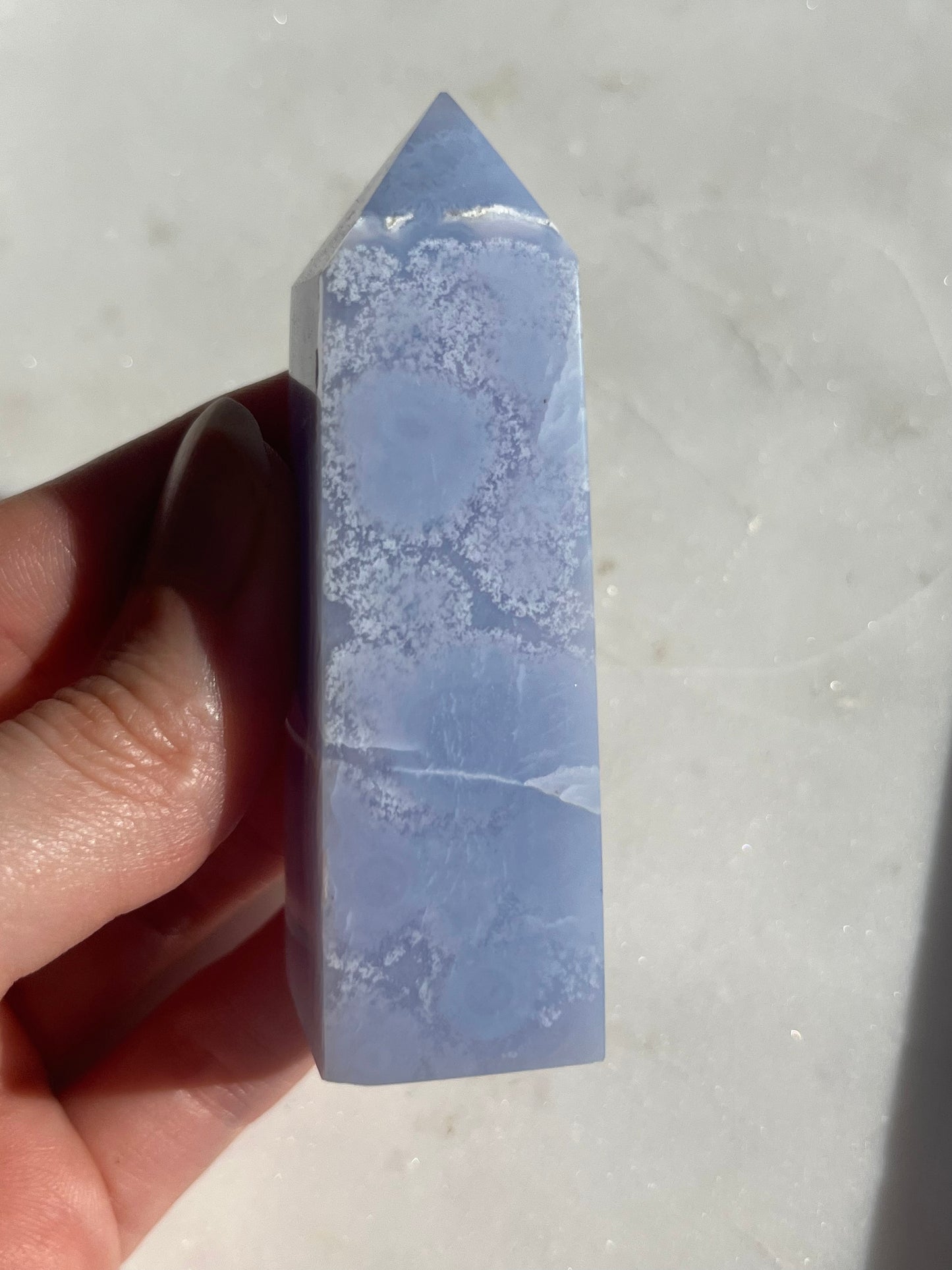 A Grade Blue Lace Agate Tower w/ White Dendritic Inclusions #5