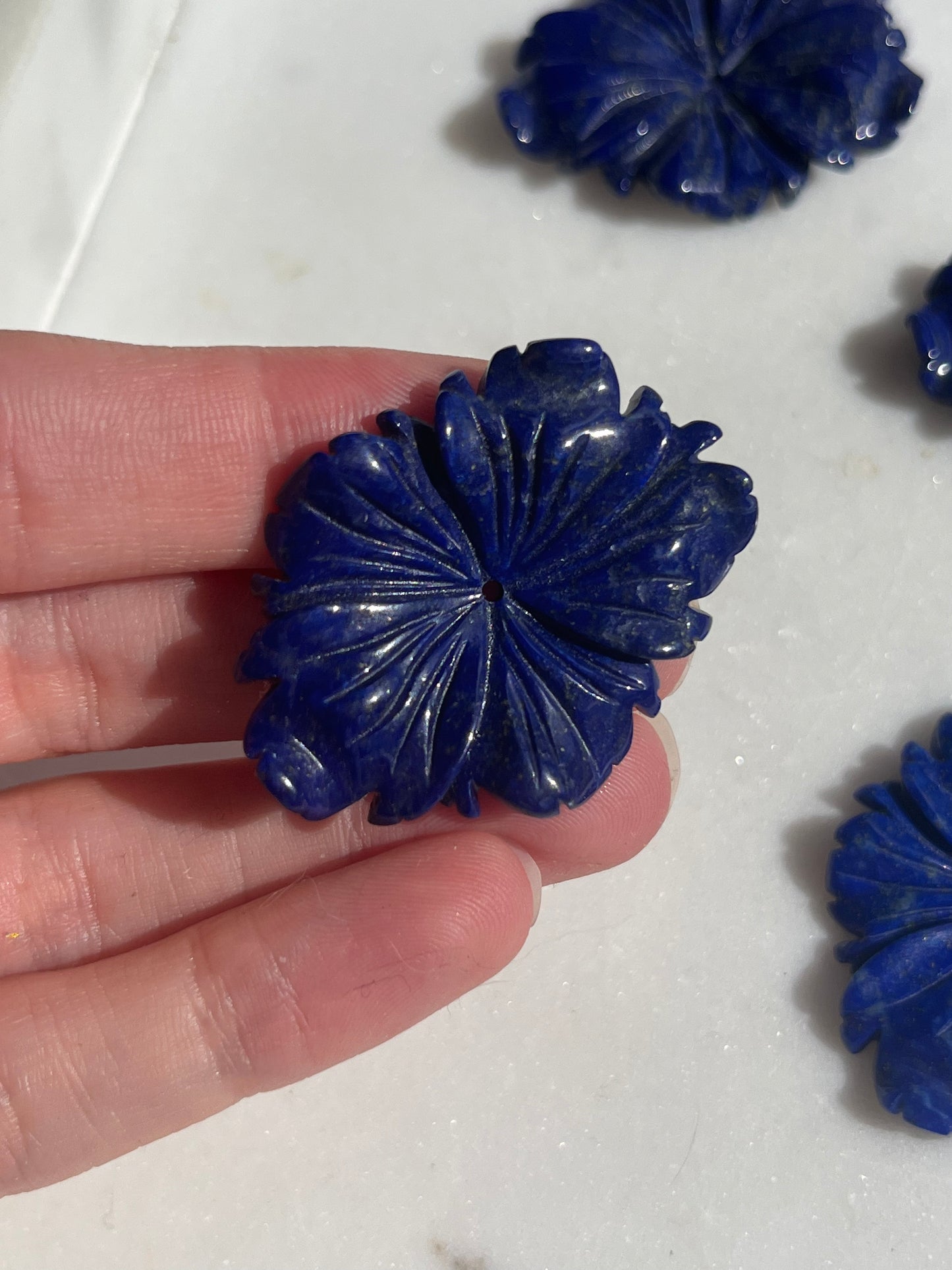 Lapis Lazuli Flower Carving