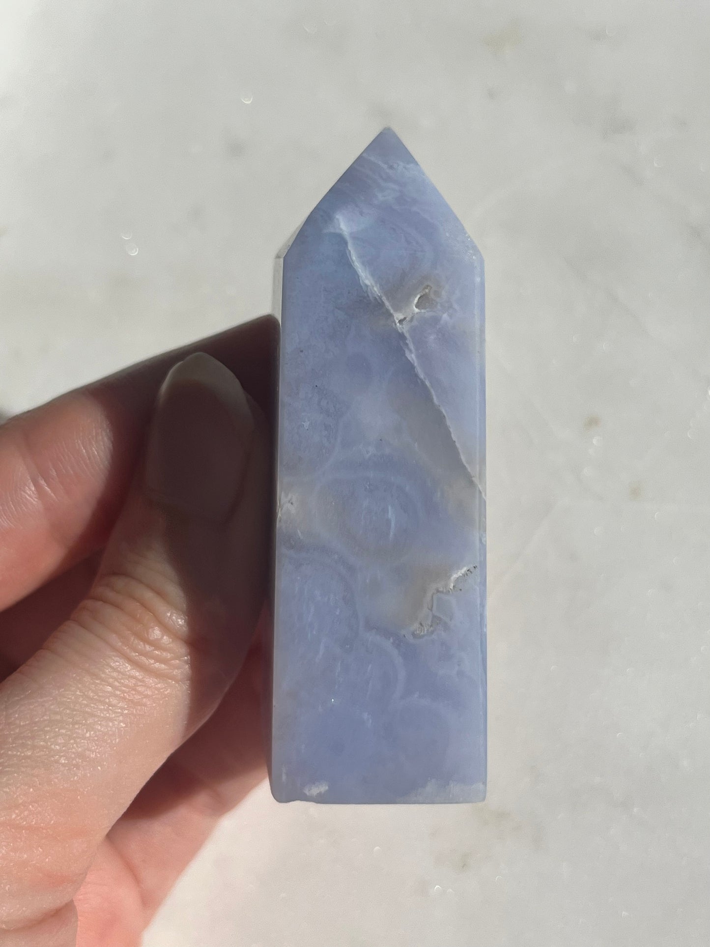 A Grade Blue Lace Agate Tower w/ White Dendritic Inclusions #7