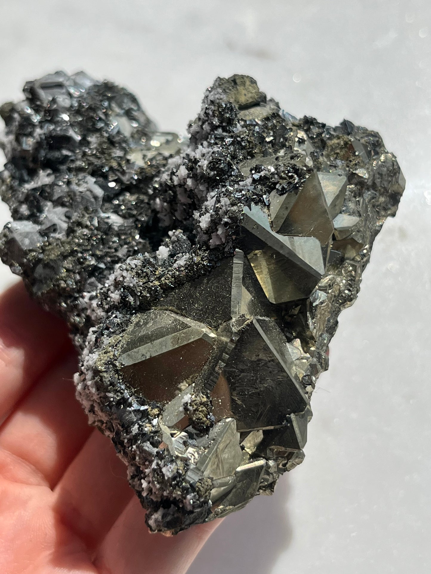 A Grade Octahedral Pyrite Cluster w/Quartz & Sphalerite #4