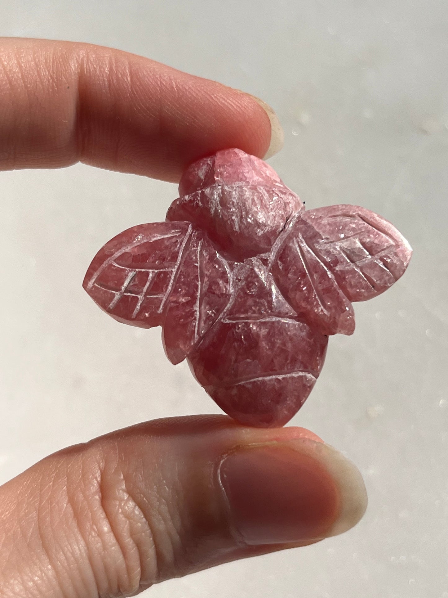 Hand carved Rhodochrosite Bee Carving (You Choose)