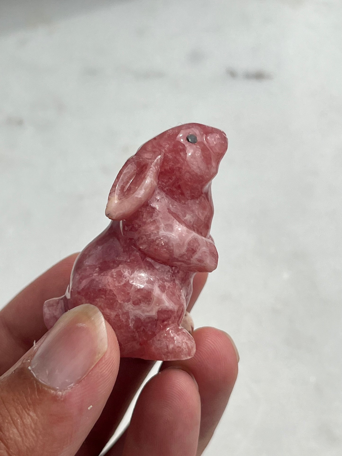 “Thumper” Gemmy Rhodochrosite Bunny Carving