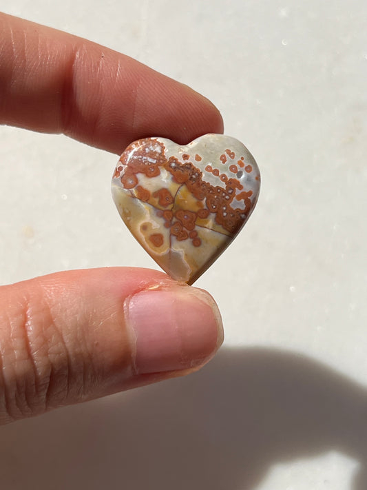 Orbicular Jasper Heart Carving (You Choose)