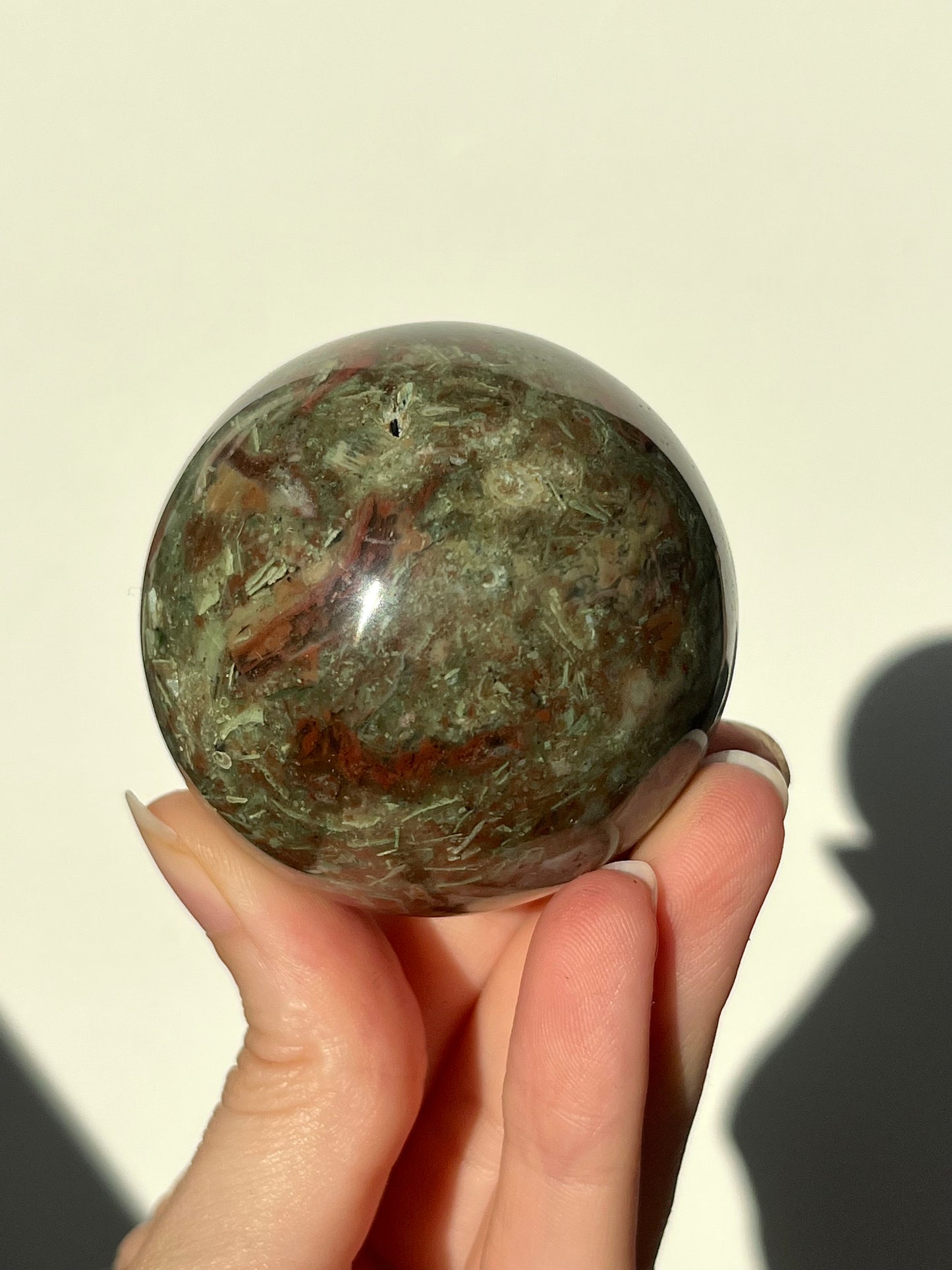 Indonesian Green & Red Moss Agate Sphere