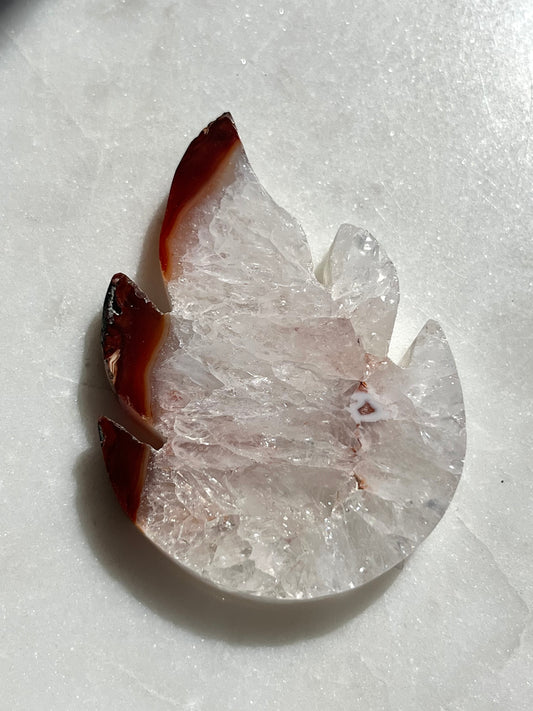 Indonesian Carnelian & Quartz Flame Carving