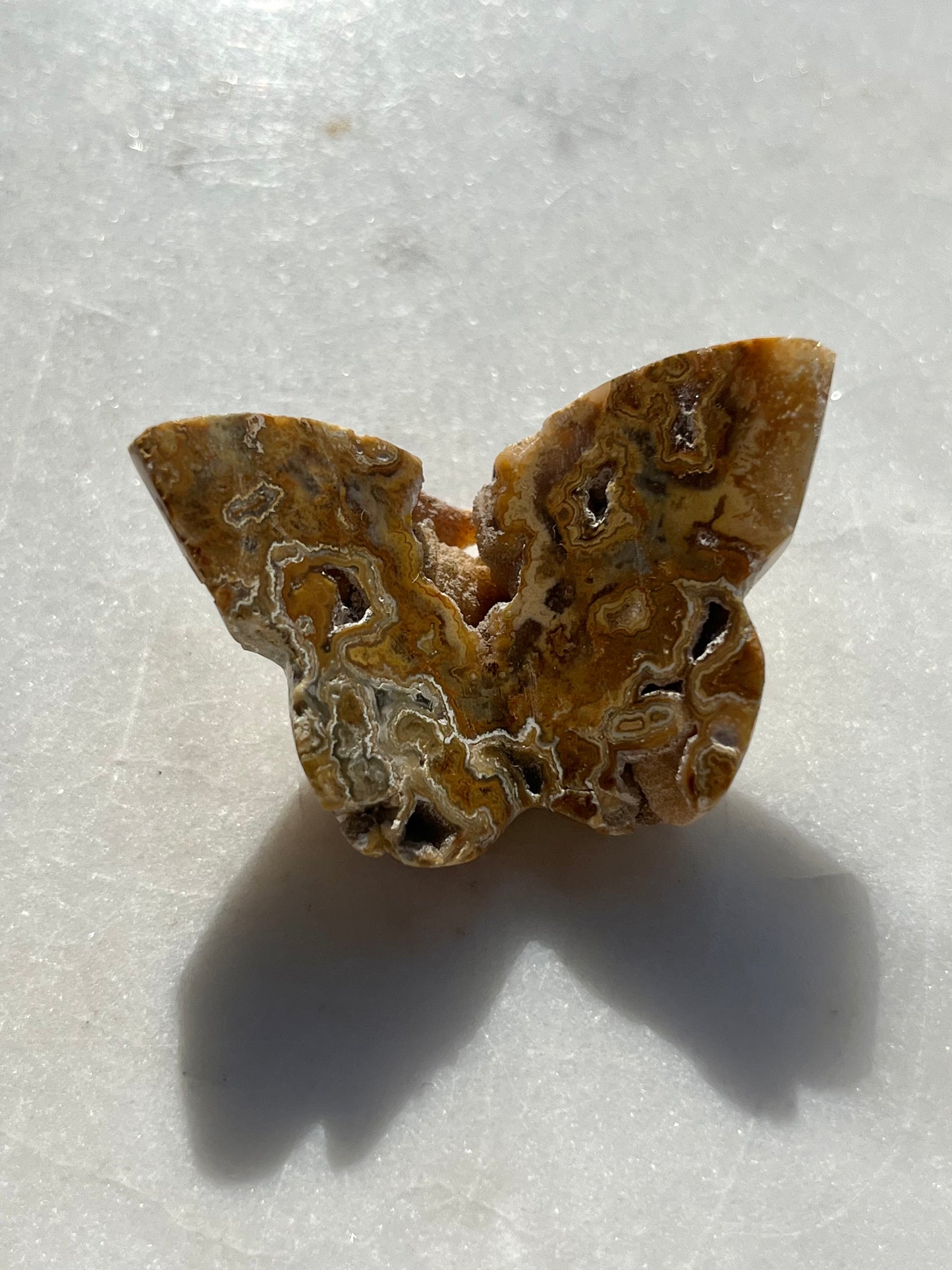 Indonesian Golden Crazy Lace Agate 3D Butterfly Carving (You Choose)