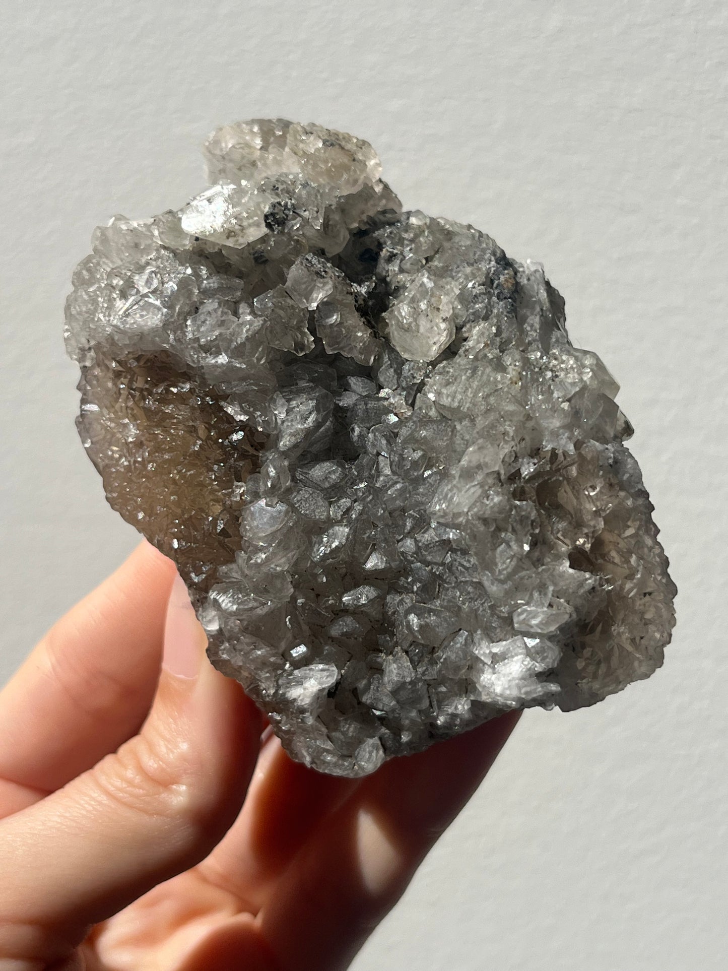 Yellow Yaogangxian Fluorite with Grey Hematite Coated Calcite