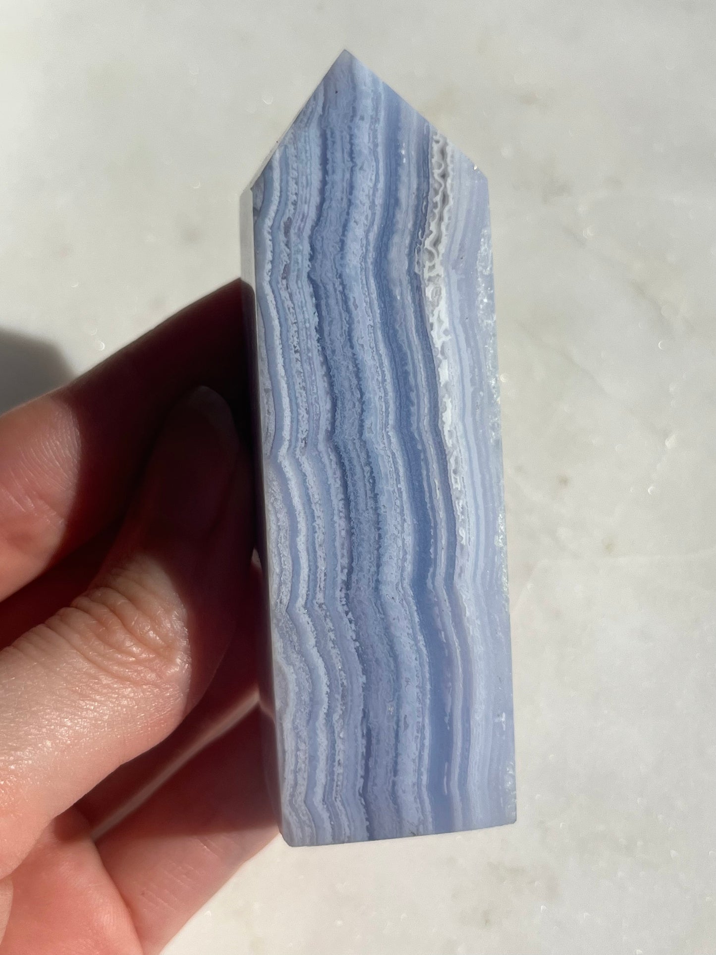 A Grade Blue Lace Agate Tower w/ White Dendritic Inclusions #1