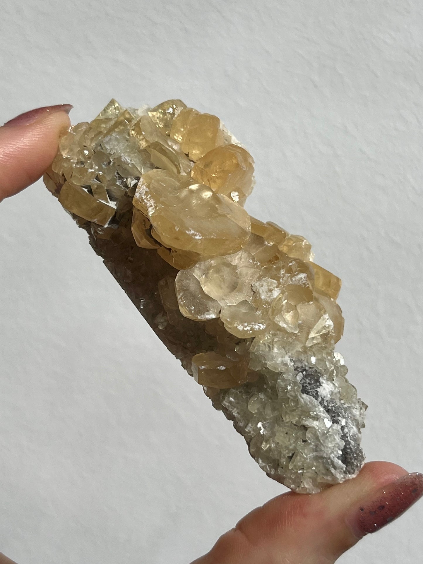 Jiangxi Calcite on Druzy Quartz Coated Matrix (You Choose)