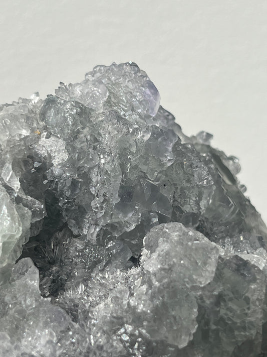 Octahedral Stepped Green Fluorite with Quartz Specimen