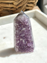 Load image into Gallery viewer, Uruguayan Amethyst Cluster Tower w/Blue Banded Agate &amp; Calcite

