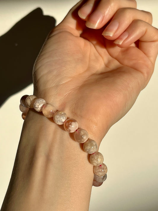 Flower Agate 8mm Bead Bracelet