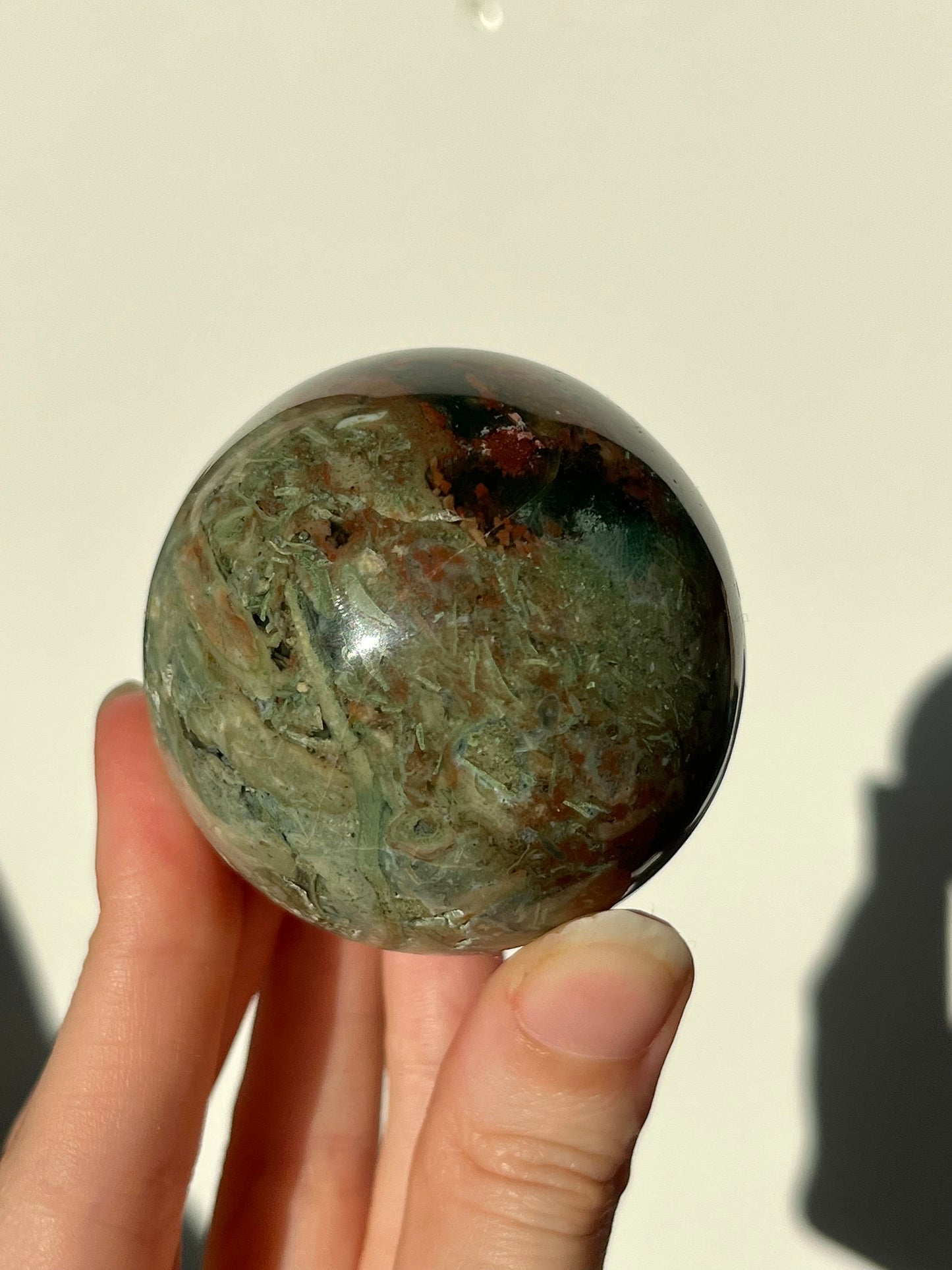 Indonesian Green & Red Moss Agate Sphere