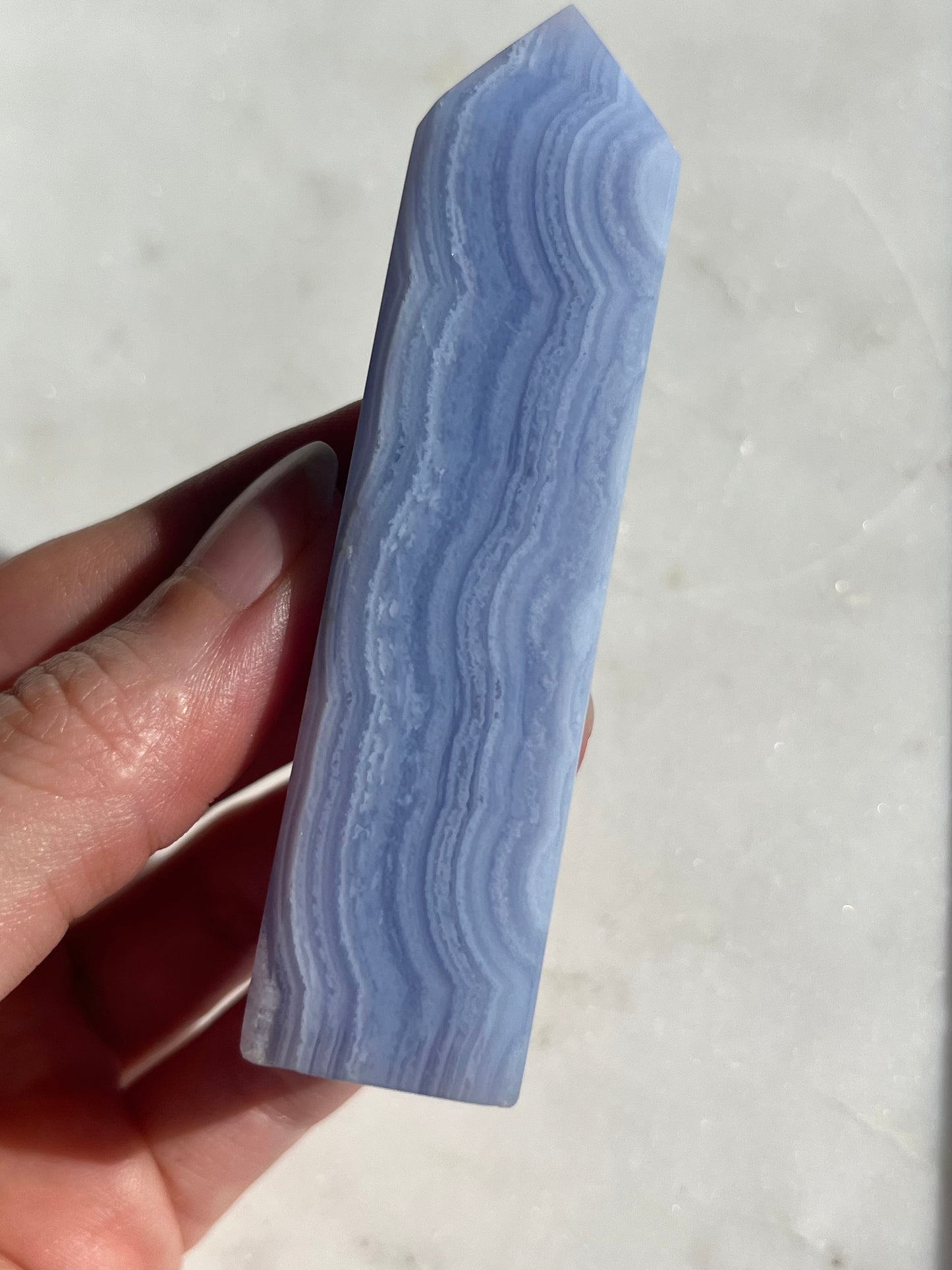 A Grade Blue Lace Agate Tower w/ White Dendritic Inclusions #3