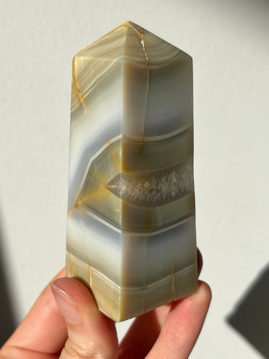 Coffee Banded Agate & Hematoid Quartz Tower #6