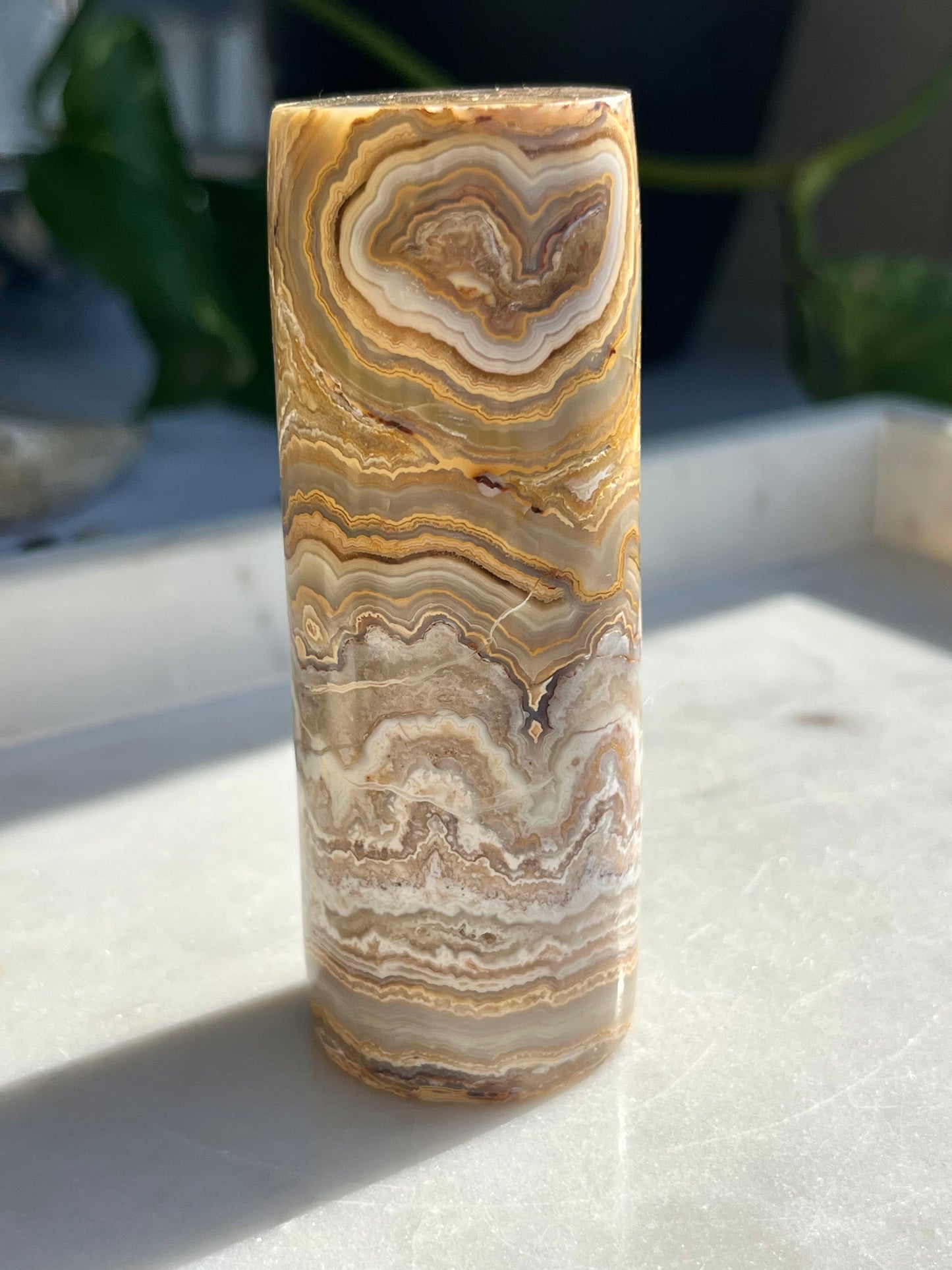Indonesian Golden Crazy Lace Agate Cylinder Core #1