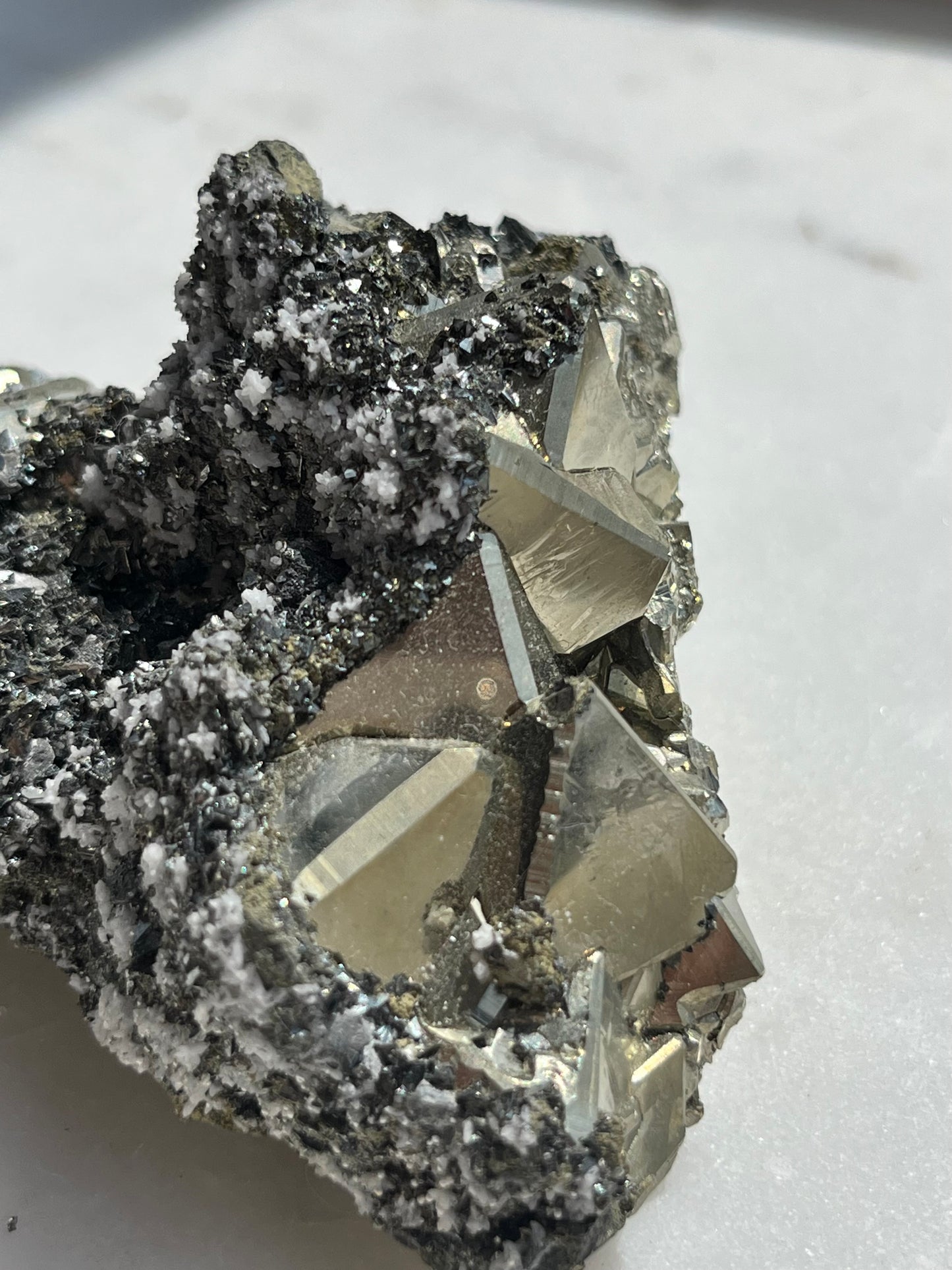 A Grade Octahedral Pyrite Cluster w/Quartz & Sphalerite #4