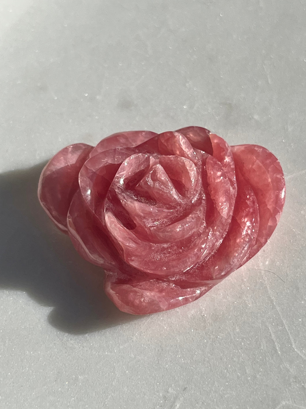 Gemmy Rhodochrosite Rose Carving #4