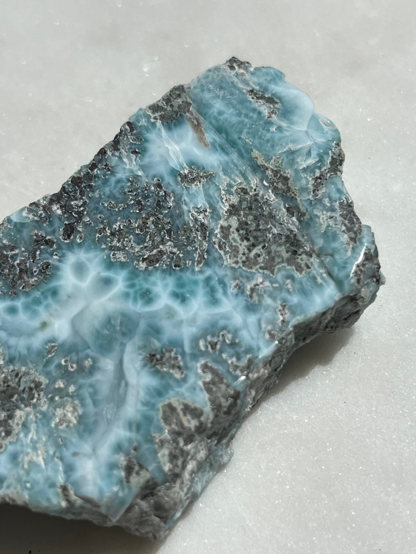 Larimar Semi Polished Slab w/Raw Edge #5